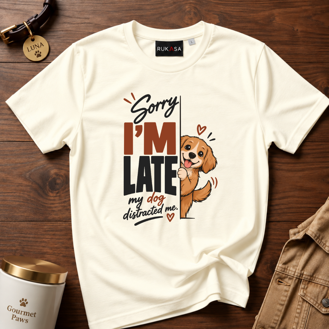 Sorry I'M Late - My Dog Distracted Me Tee