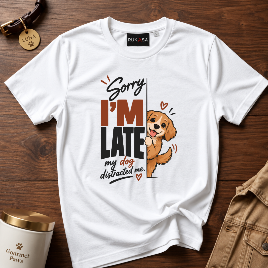 Sorry I'M Late - My Dog Distracted Me Tee