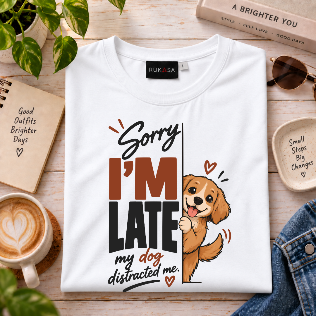 Sorry I'M Late - My Dog Distracted Me Tee